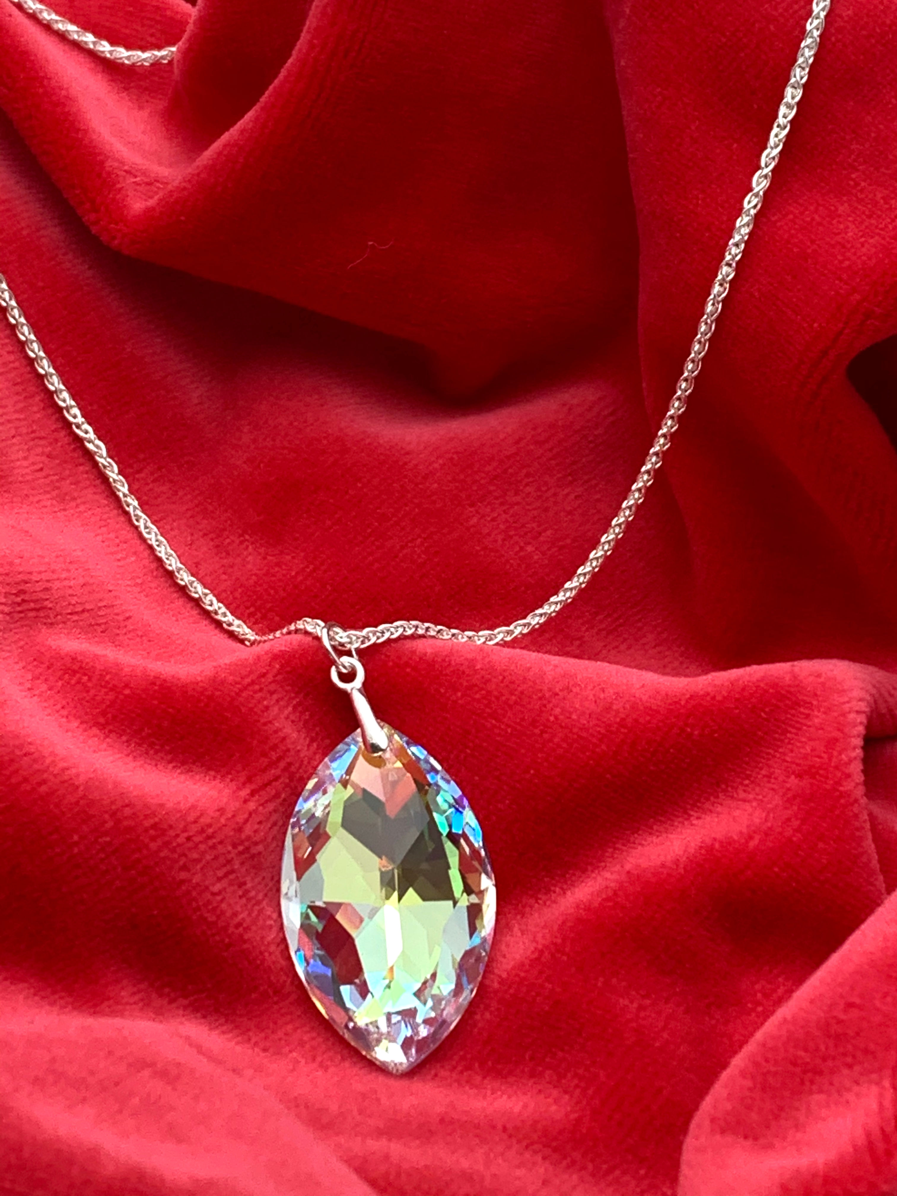 Poire de Swarovski & argent 9.25 #PEND-58A