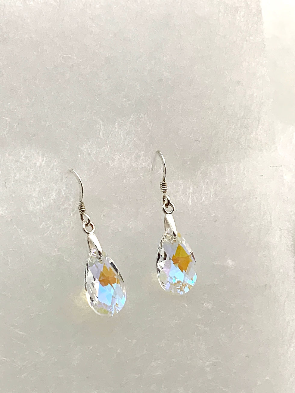 Poire Swarovski & argent 9.25 #BO-172A