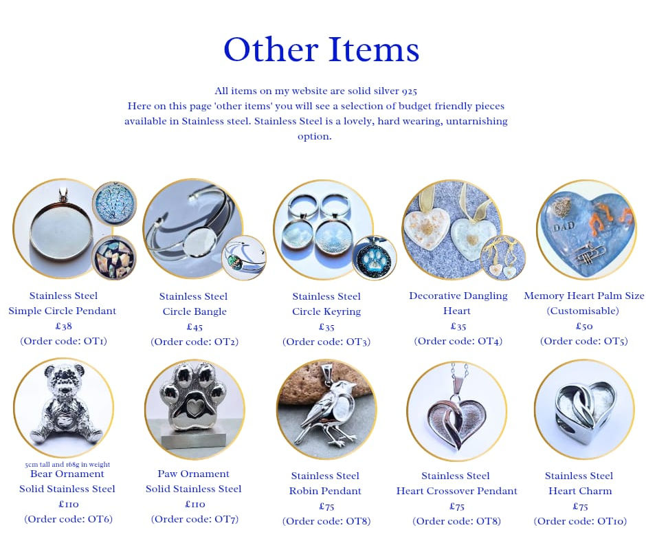 stainless steel budget memorial jewellery