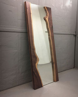 Live edge mirror. Walnut slab natural wood edges mirror