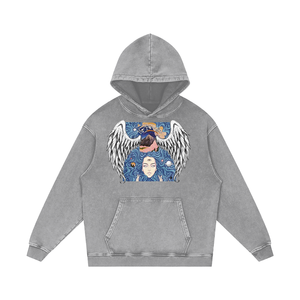 Thumbnail: I Dream of a Mountain Snow Washed Loose Cotton Hoodie