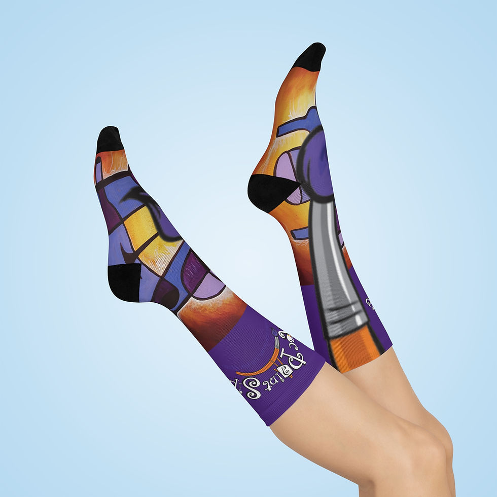 Thumbnail: Cubist Wine Bottles Cushioned Crew Socks