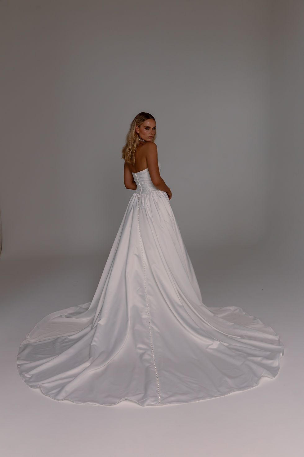 Satin Ballgown Wedding Dress Long Train