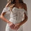 Thumbnail: Lace Corset Mermaid Wedding Dress Detachable Cap Sleeve