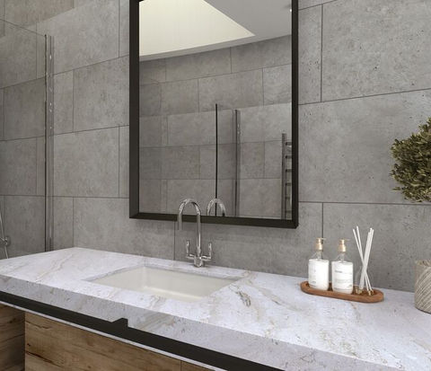 Grey Concrete Tile ZX Panels - Bathroom - Zest Wall Panels