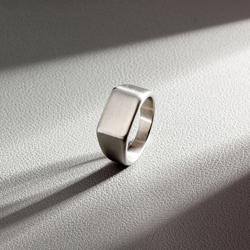 Thumbnail: HNSP 316L Stainless Steel Rectangle Blank Seal Ring For Men DIY Signet Ring Fing