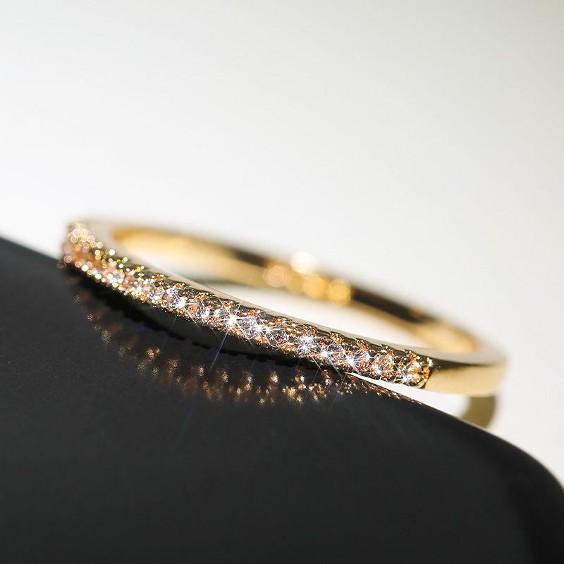 Thumbnail: Huitan New Minimalist Thin Rings for Women Wedding Brilliant Cubic Zircon High Q