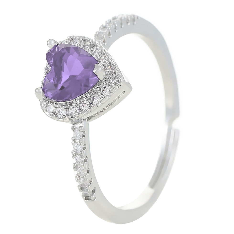 Thumbnail: Exquisite Luxury Colorful Hearts Crystal Ring Full of Zircon Opening Adjustable 
