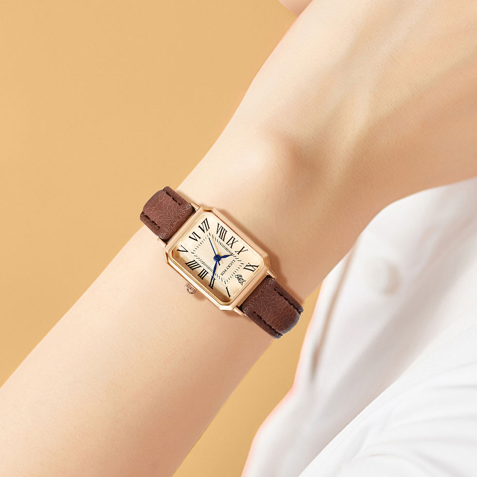 Thumbnail: Fashion Retro Digital Dial Casual Watches Square Leather Strap Fashionable Clock