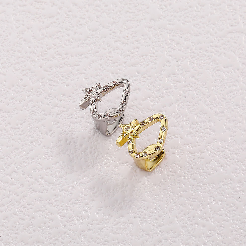 Thumbnail: TOPGRILLZ Geometric Single Skeleton Iced Out Star Zircon Teeth Grillz Vintage CZ