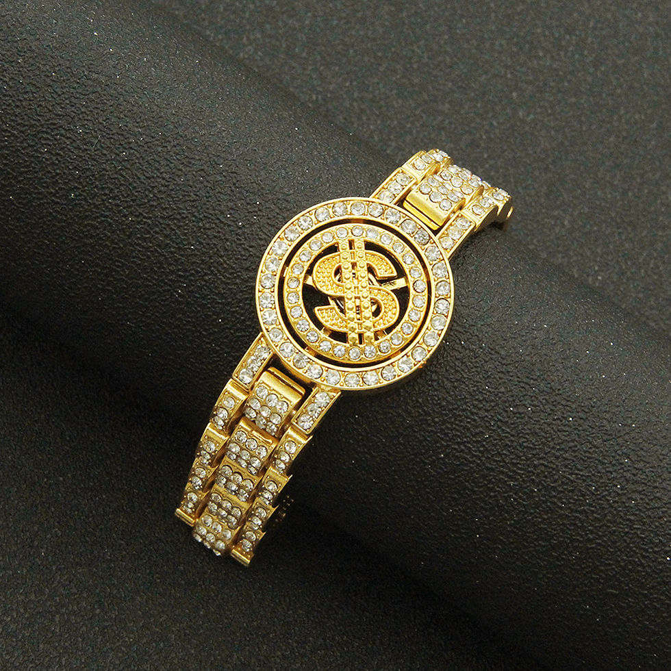 Thumbnail: New Hip Hop Shiny Cuban Link Chain Bracelet Women Men Gold Color Rhinestone Iced