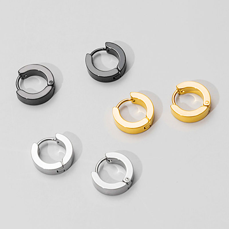 Thumbnail: 1 Pair Men Women Punk Stainless Steel Ear Circle Earring Simple Ear Buckle Gothi