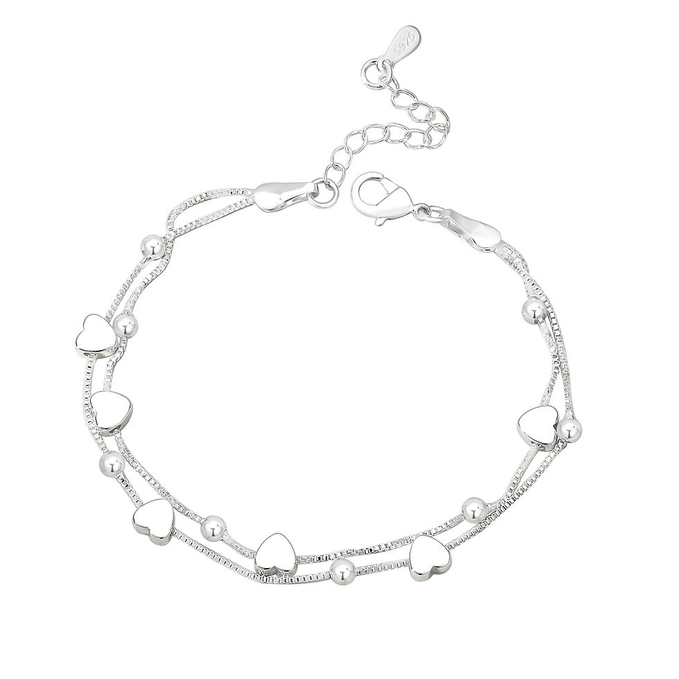 Thumbnail: 925 Sterling Silver Bracelets Woman Heart Ball Chain Charm Bracelet Couple Desig