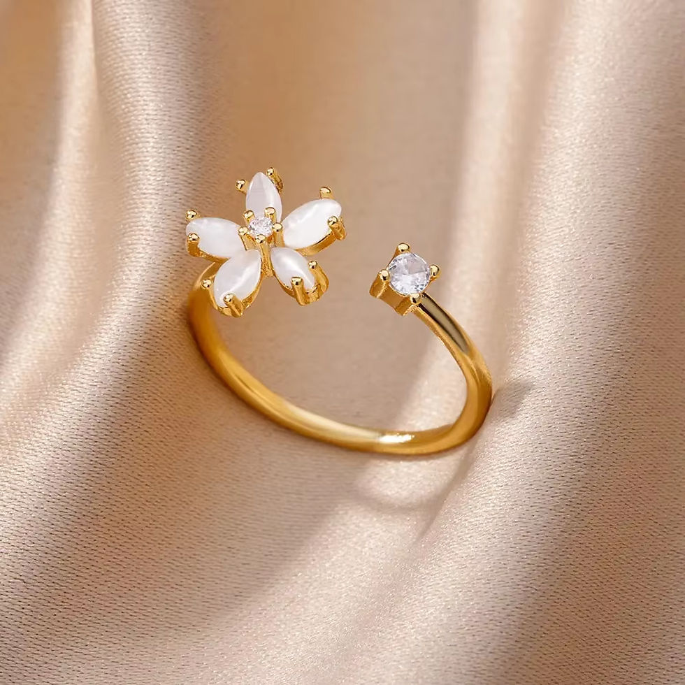 Thumbnail: Stainless Steel Zircon Geometric Rings For Women Luxury Evil Eye Gold Color Adju