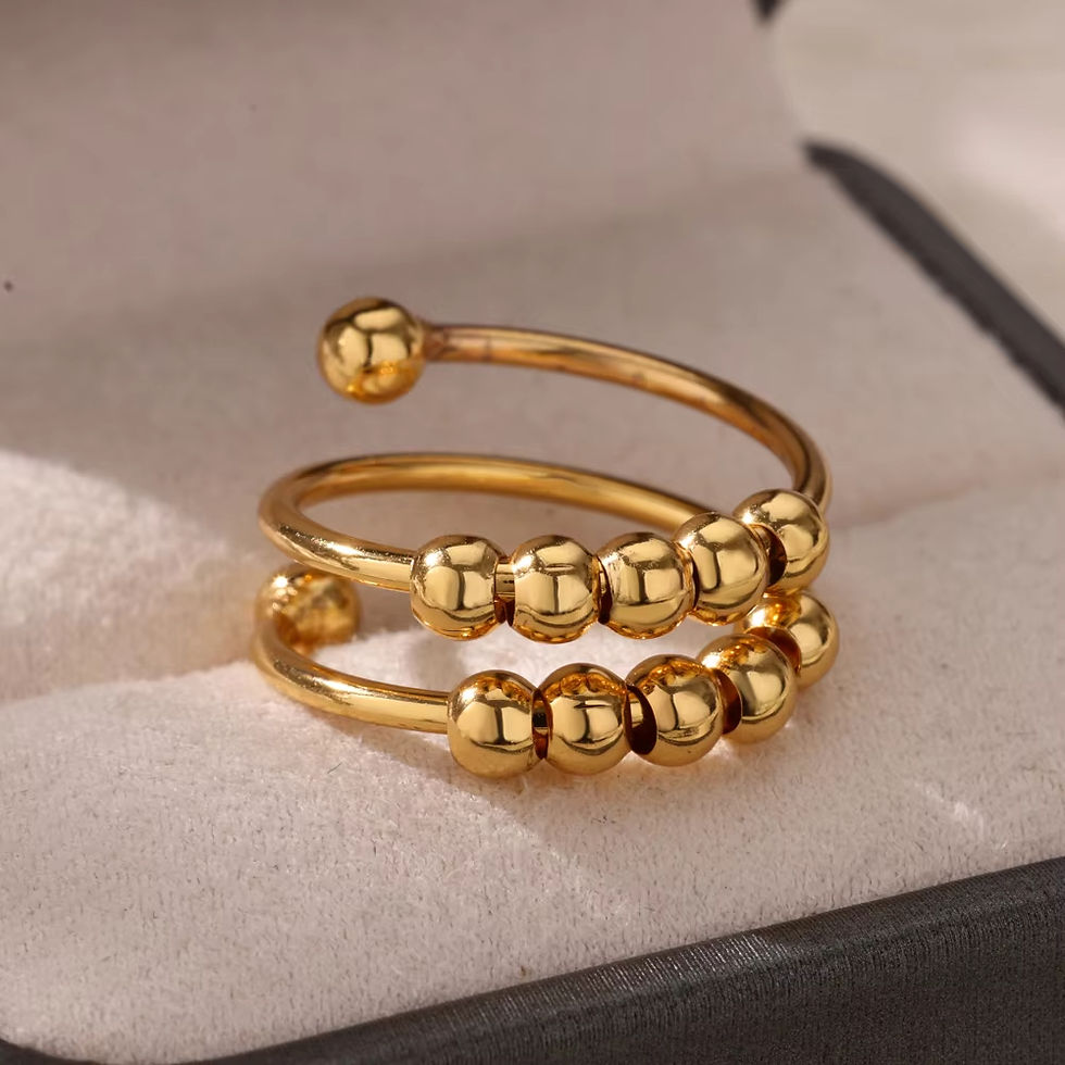 Thumbnail: Stainless Steel Zircon Geometric Rings For Women Luxury Evil Eye Gold Color Adju