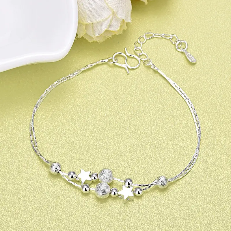 Thumbnail: 925 Sterling Silver Shiny Zircon Flower Bracelets For Women Charm Temperament Ch