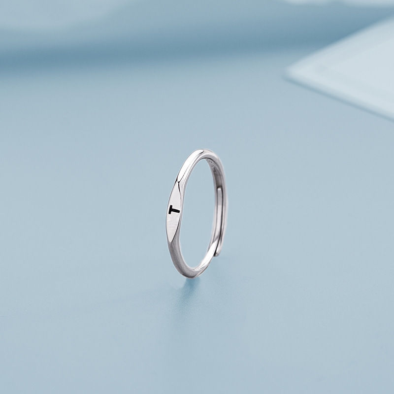 Thumbnail: Minimalist Silver Color Tiny Initial Letter Rings For Women Fashion A-Z Letter A