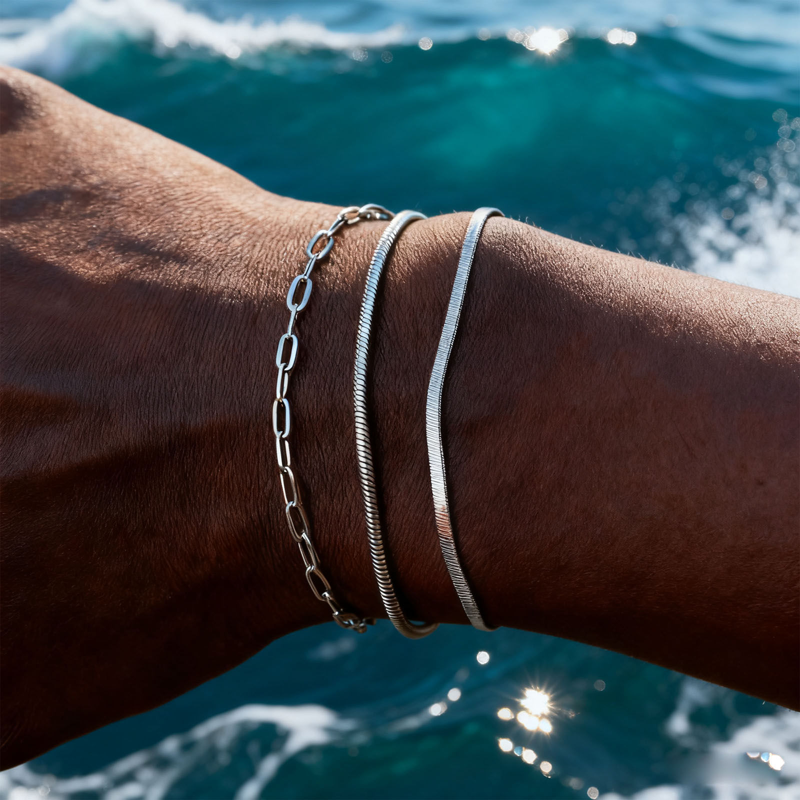 1/2/3pcs Chain Bracelet for Men Women,Stainless Steel Twisted Rope Cuban Chain W
