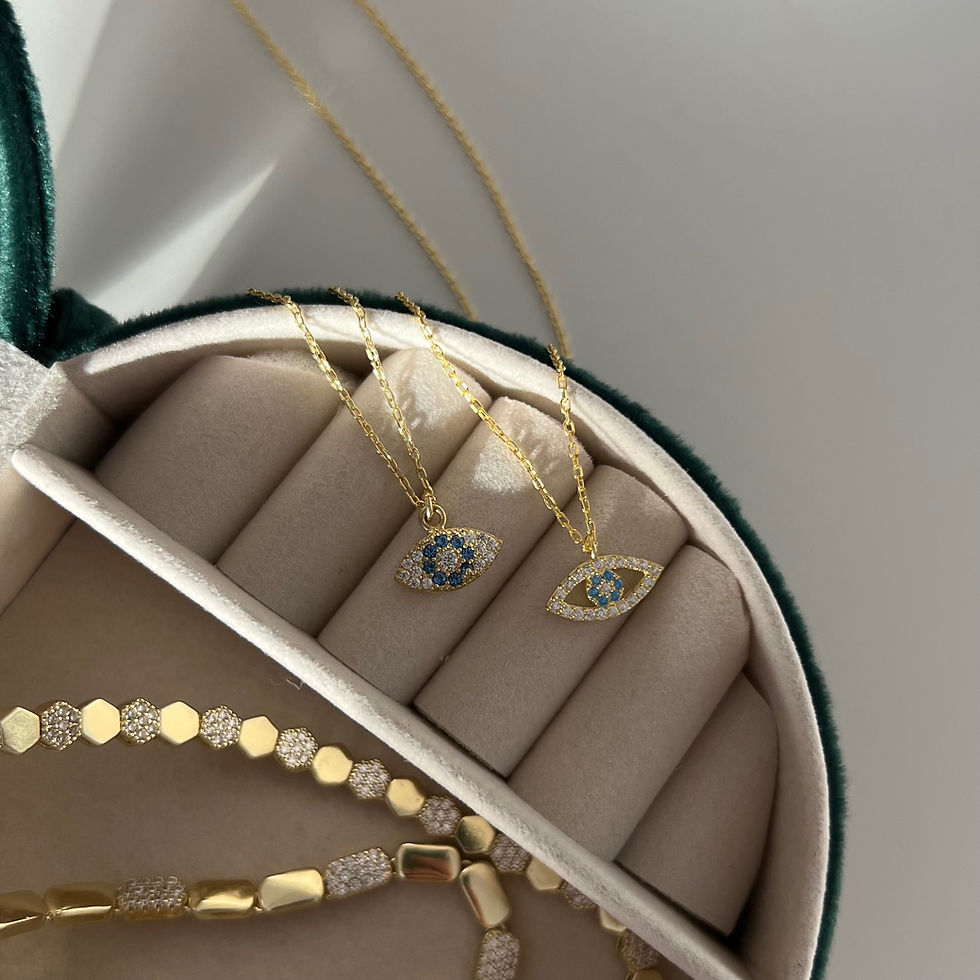 Küçük resim: 925 Ayar Gümüş Turkuaz Taşlı Minimal Göz Kolye