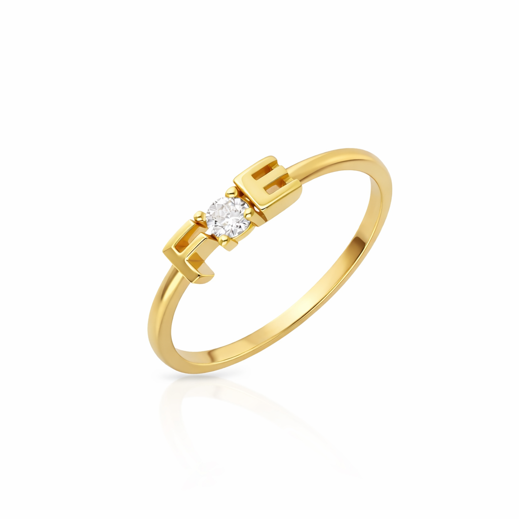 14 K gold Tasarım Harf Yüzük