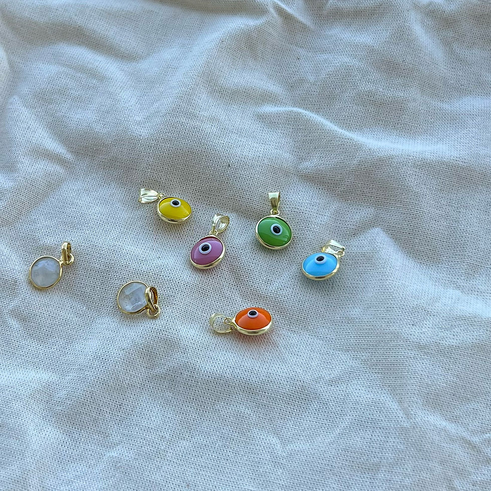 Küçük resim: 925 Ayar Gümüş Rengarenk Göz Kolye