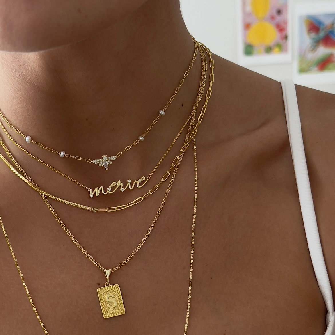 925 Ayar Gümüş Taş Yıldız Detaylı İsim Kolye