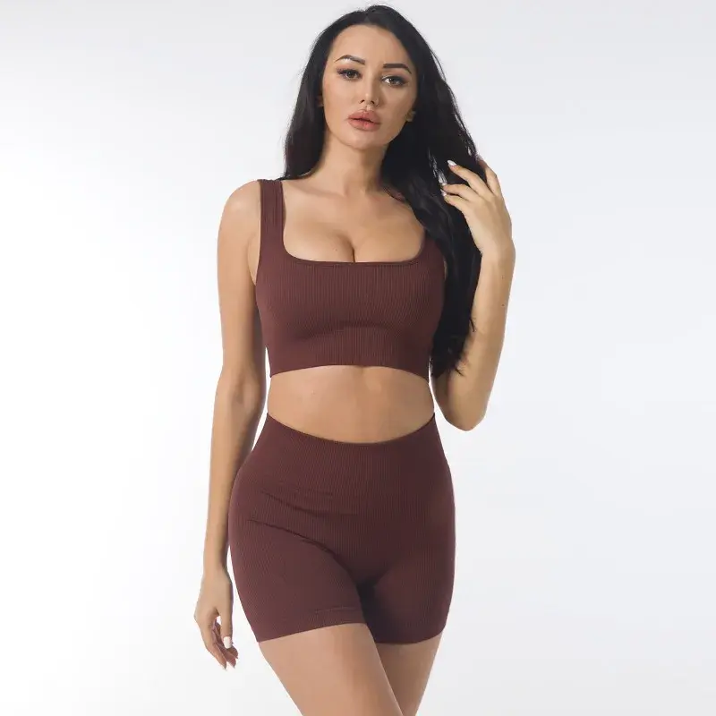 Thumbnail: Yoga Wear Custom Logo 90% Nylon Elastic Sportswear Athletic Workout Set