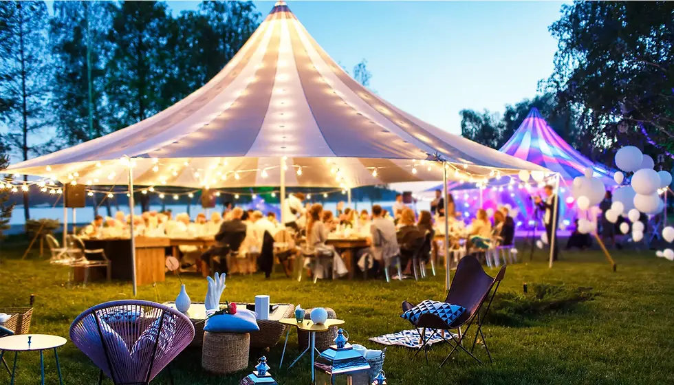 Beautiful evening outdoor celebration with tented catering service in Toronto and the GTA