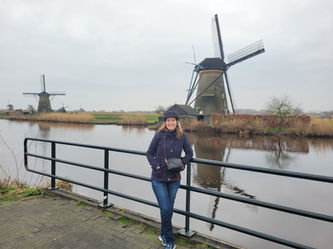 Theresa Brandt at Kinderdijk windmills Netherlands