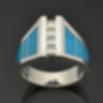 Men's turquoise ring with Moissanite in silver.