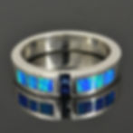 Blue Sapphire and Lab Opal Men's Ring
