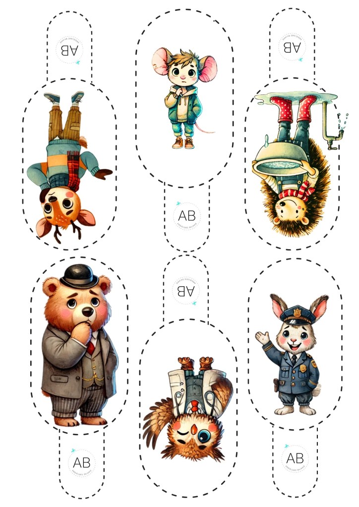 Mrs Tiggy pogoda i ubrania – kukiełki do druku – printable puppets