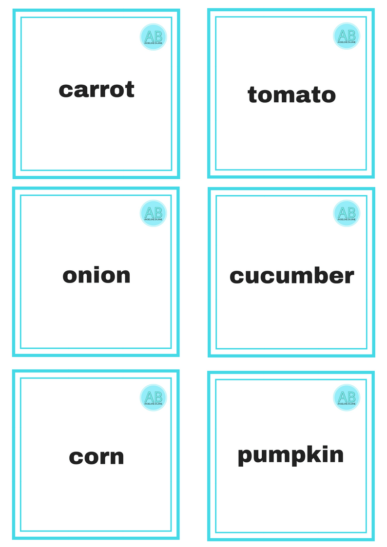Vegetables wordcards