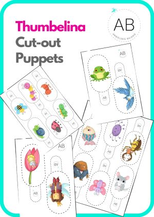 Calineczka – kukiełki do wydruku – Thumbelina cut-out puppets