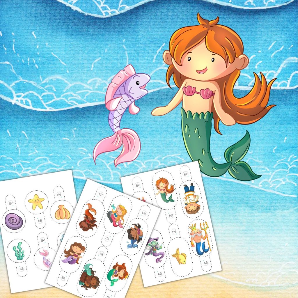 Mała Syrenka – kukiełki do wydruku – The Little Mermaid cut-out puppets