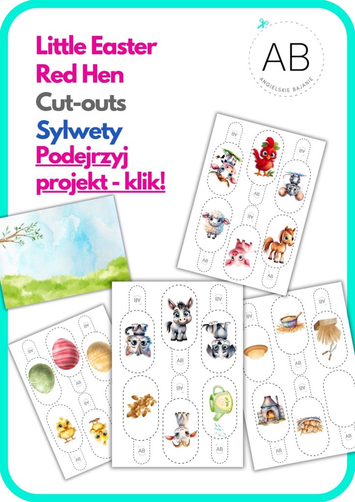 Little Easter Red Hen – kukiełki do wydruku – cut-out puppets