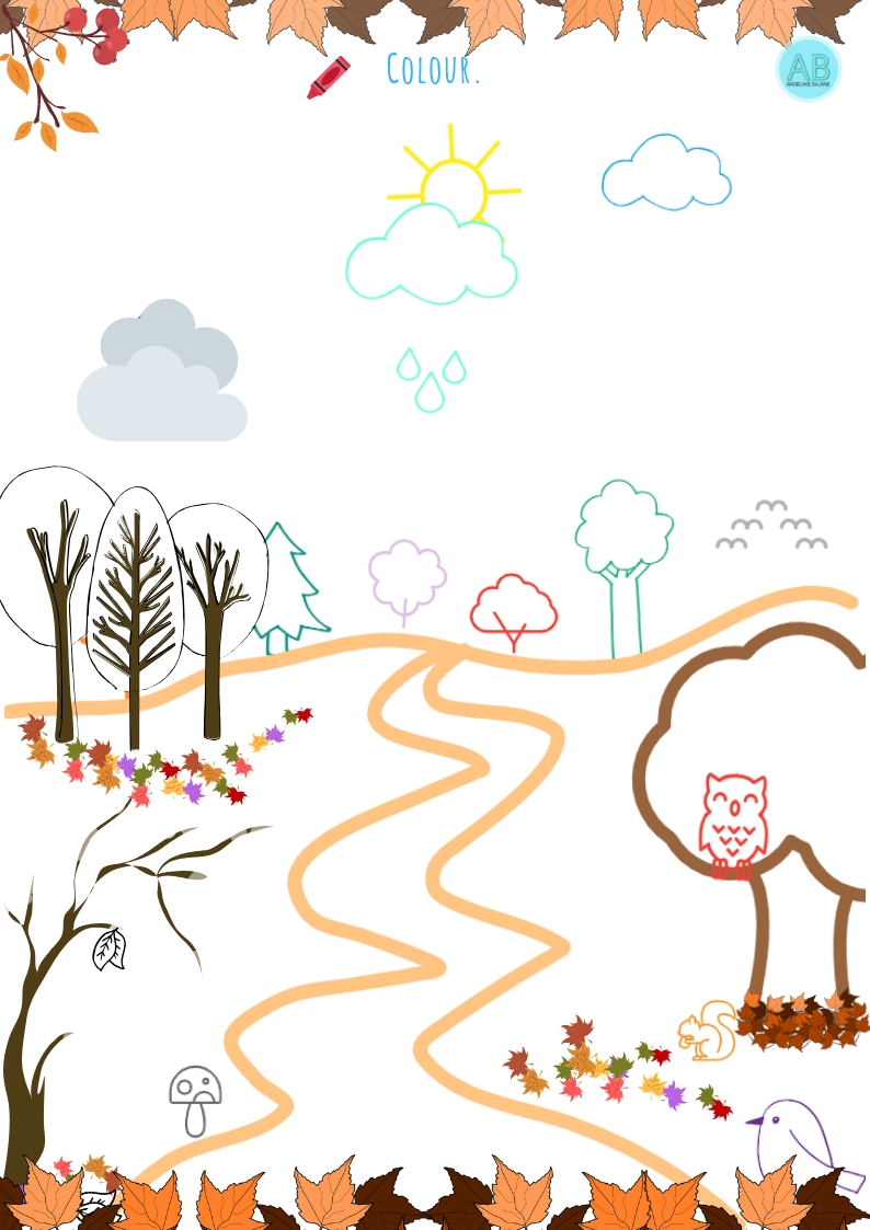 Autumn Coloring Page Kolorowanka