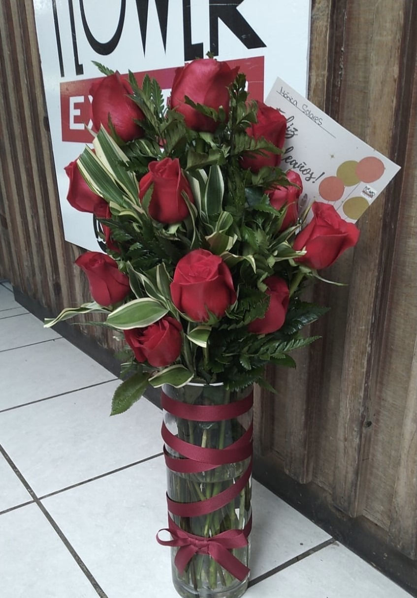 Miniatura: Florero Cilindro 18 Rosas