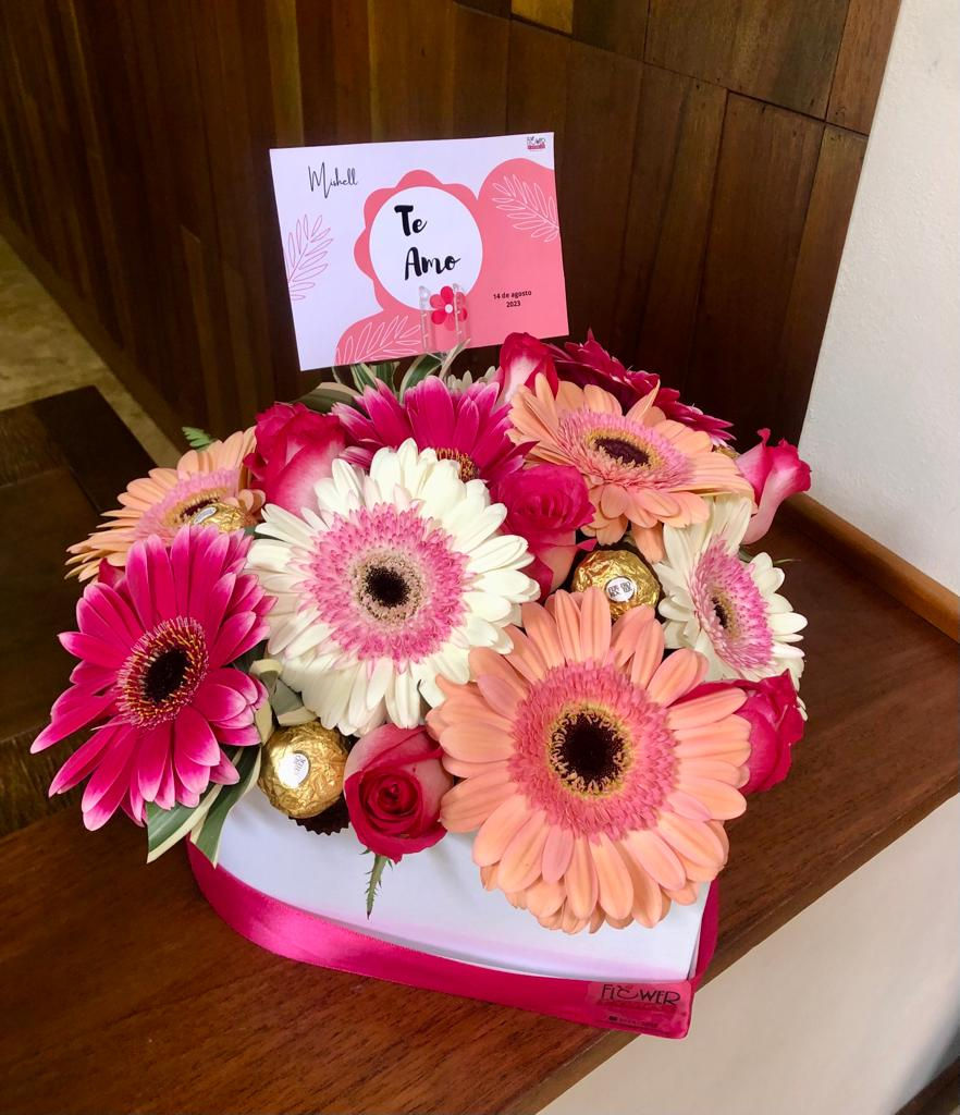 Thumbnail: Roses & Gerberas White Heart Box