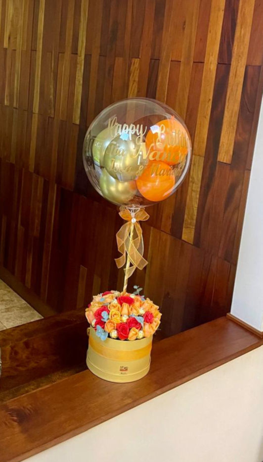 Caja Gold Ferrero Pêche et Orange + Globo BDay