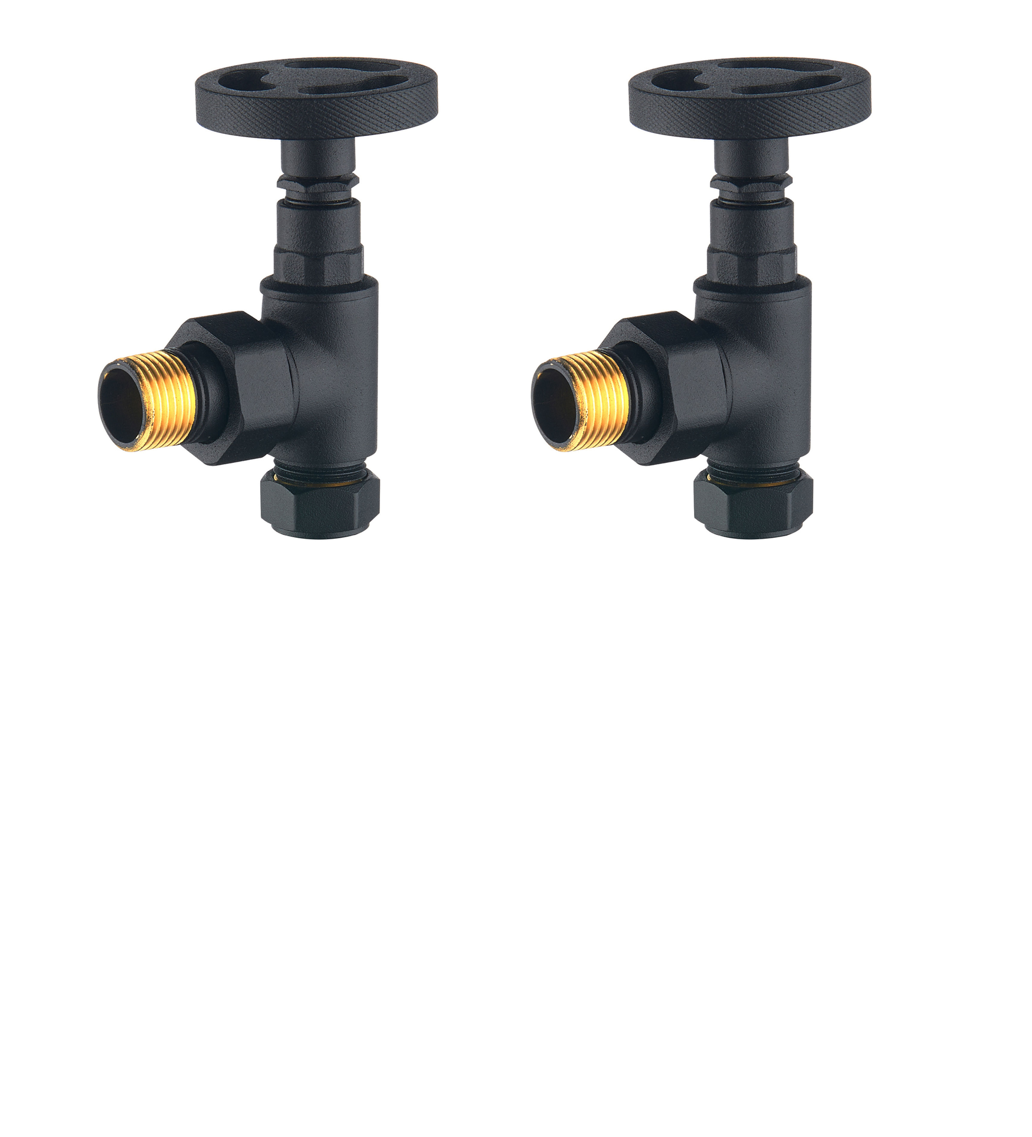 Maesteg  Industrial Angled Rad Valves - Black