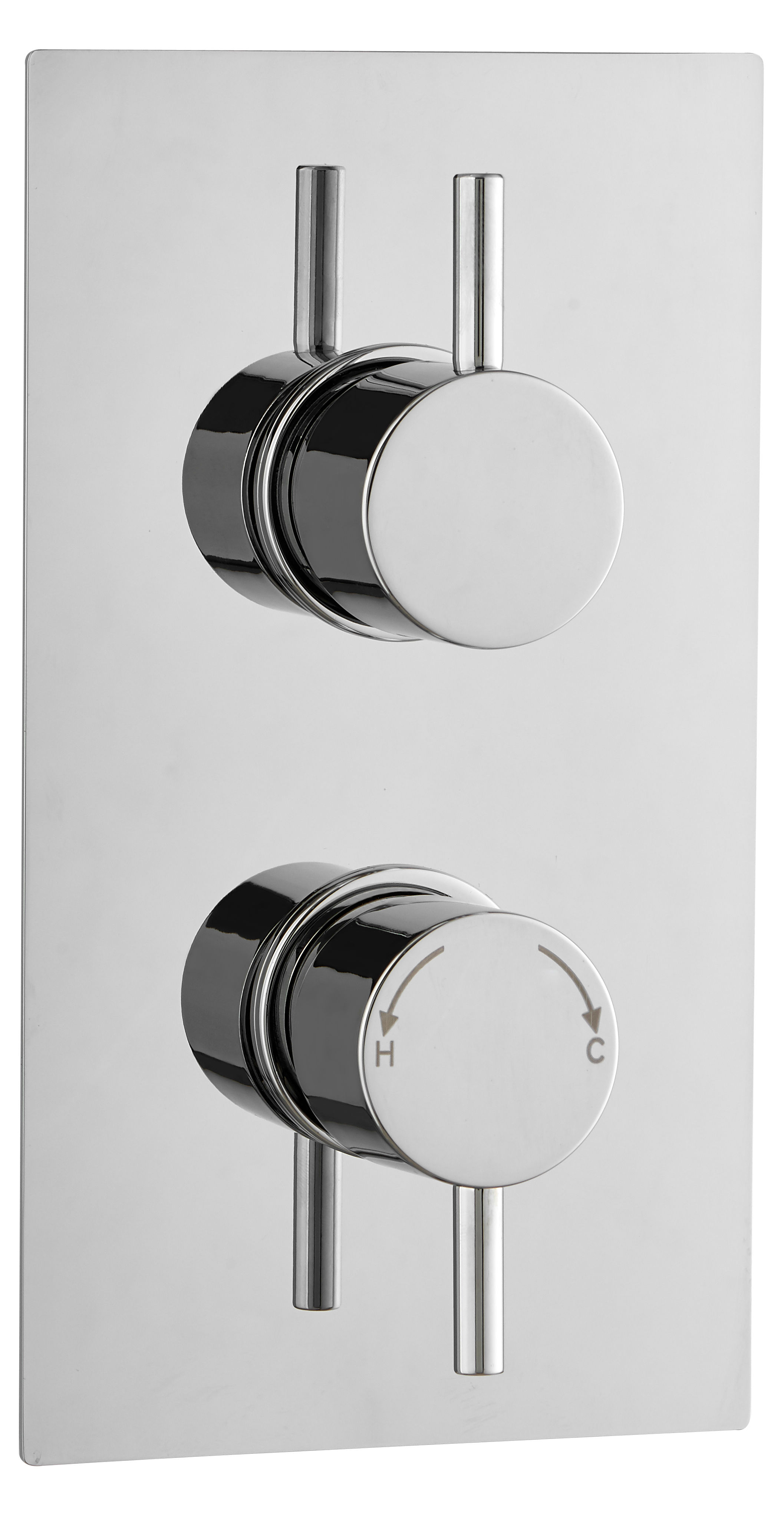 Round Concealed Thermostatic 2 Handle 2 Way Shower Valve - Chrome