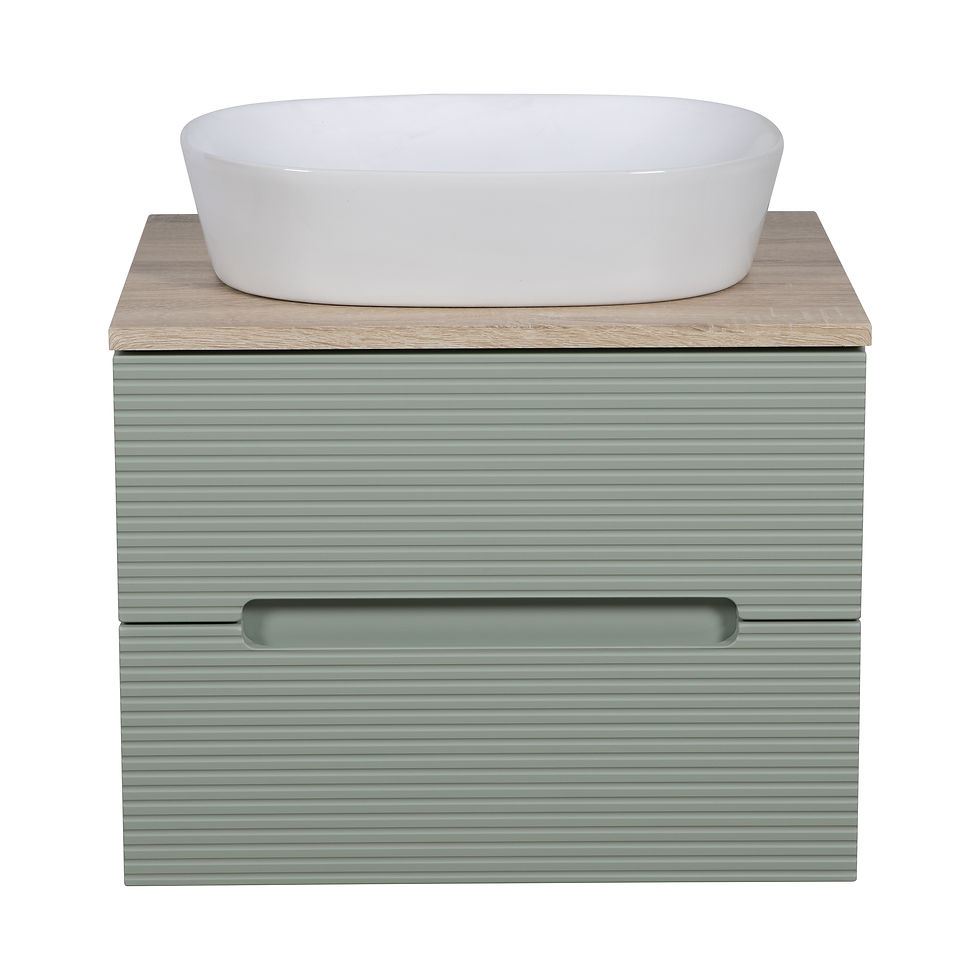 Monza Plus 600mm Fluted Wall Hung Vanity & Counter Top - Aloe Green/Country Oak