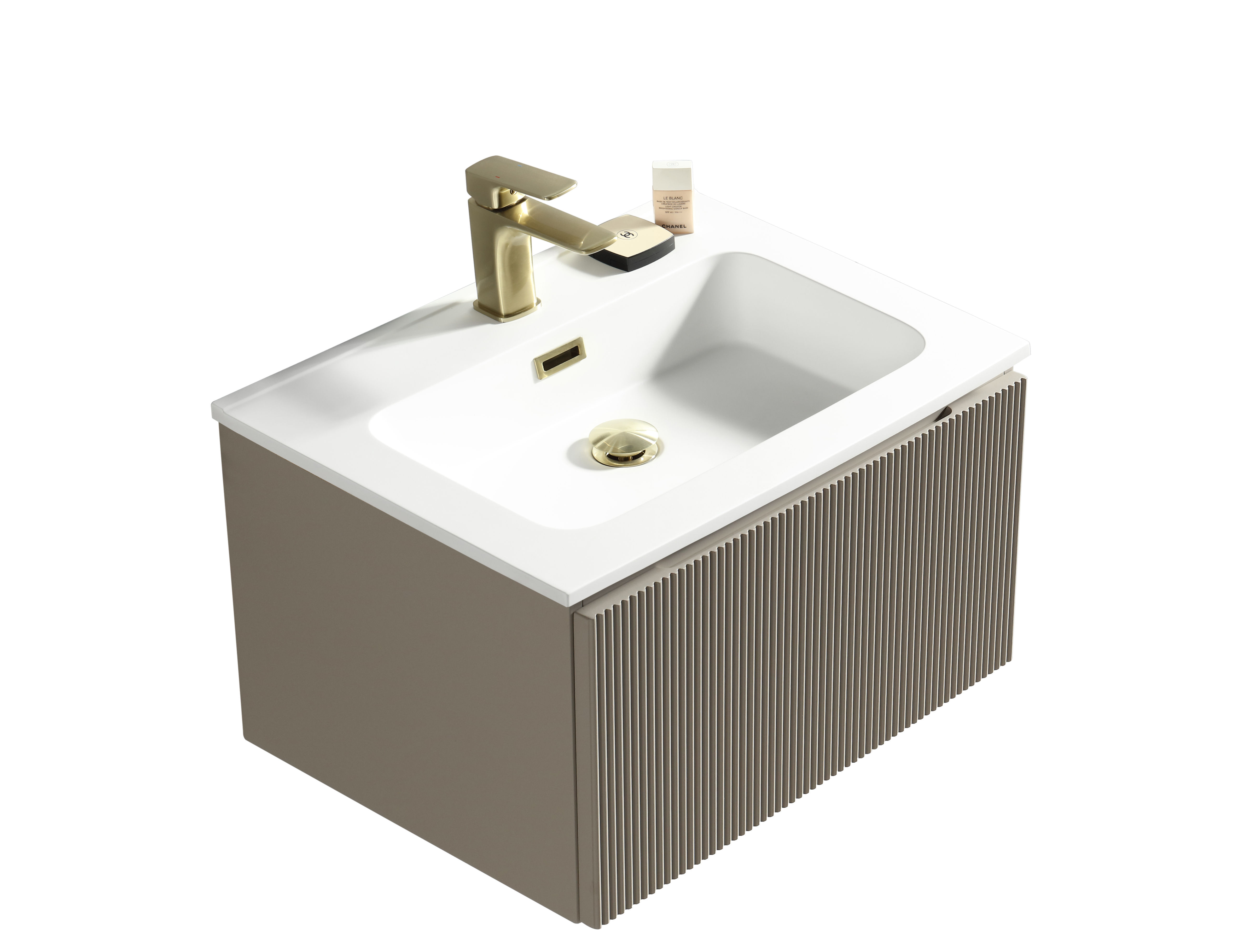 Flauto 600mm Wall Hung Vanity & Matte Basin - Soft Coffee