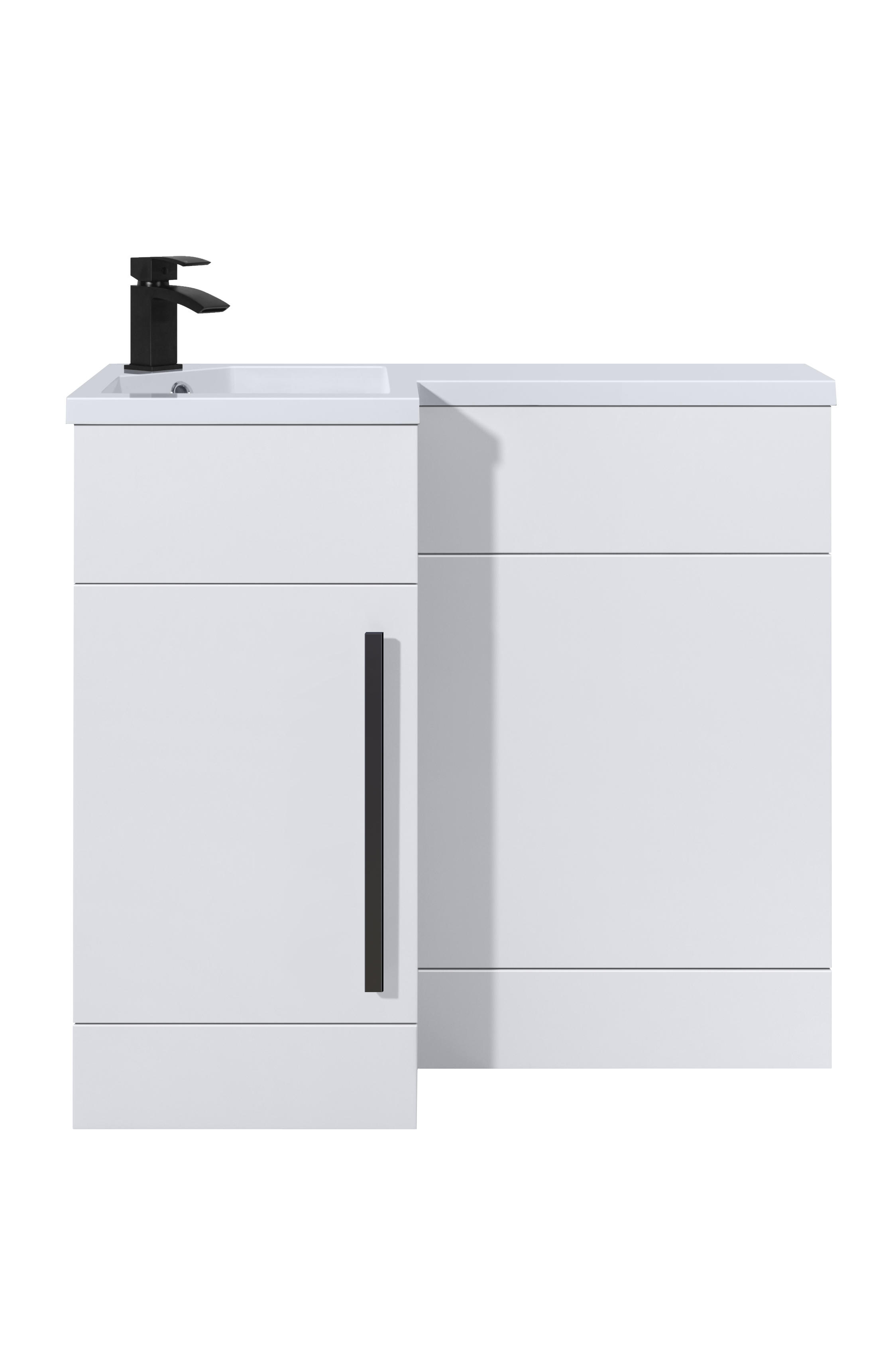 Ravenna Single Door Vanity Unit, WC & Left Hand Basin & Chrome Handle - Gloss Sh