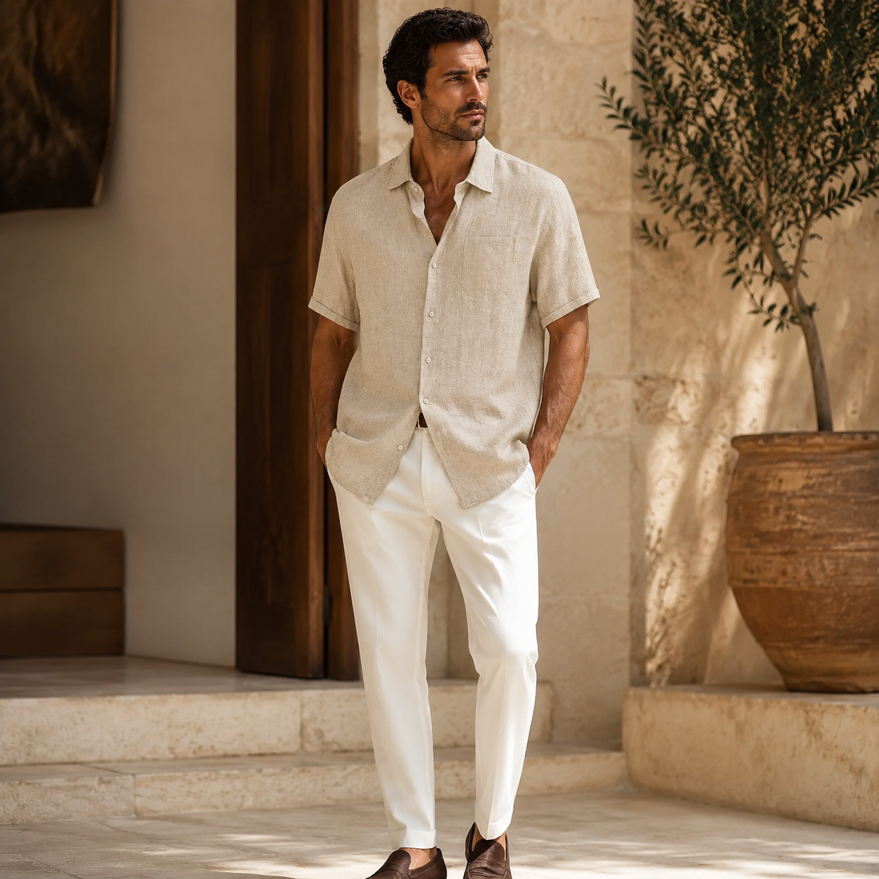 Camisa Masculina Valerian Siena Texturizada – Manga Curta