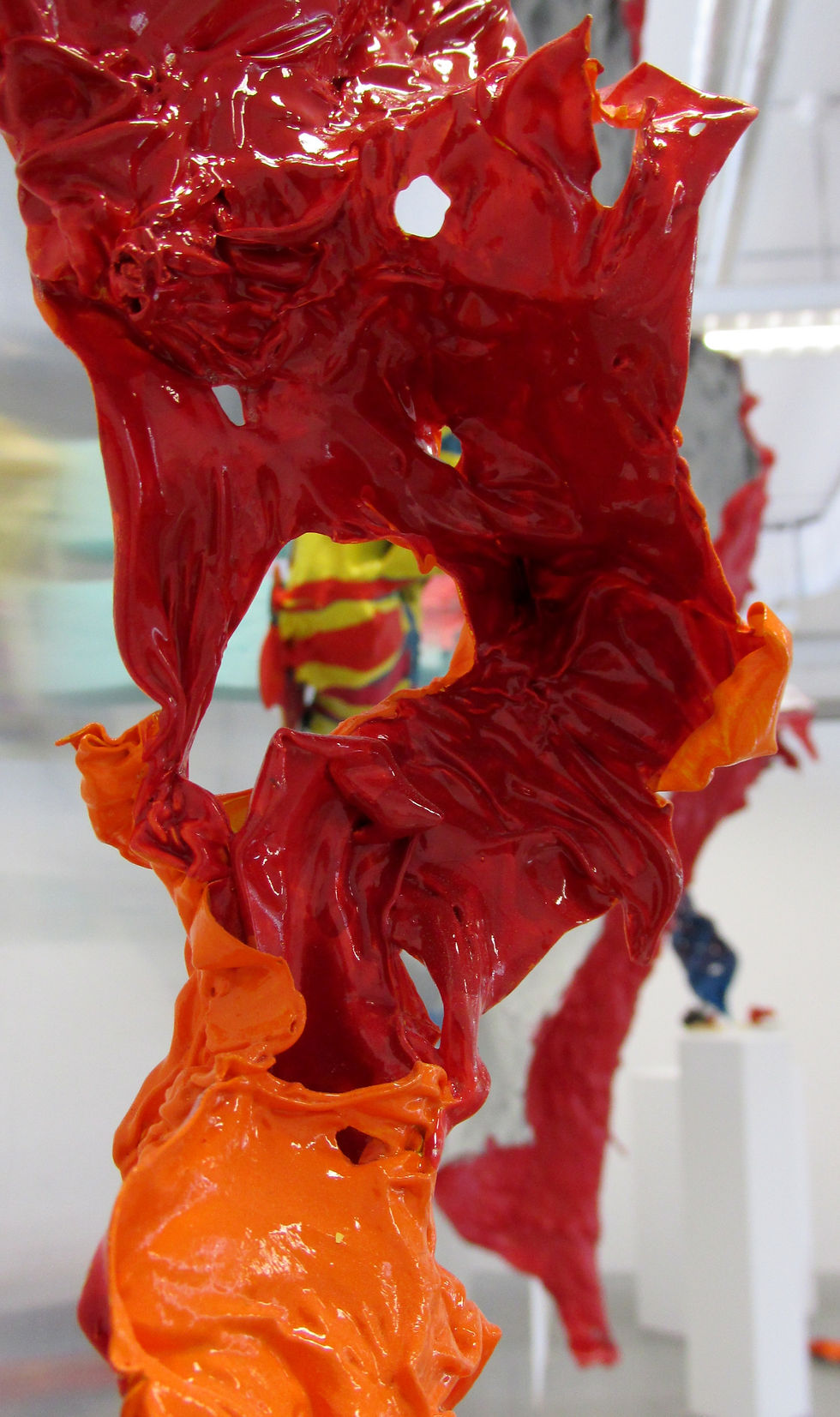 Vacuumed plastic, spray paint, enamel paint, board