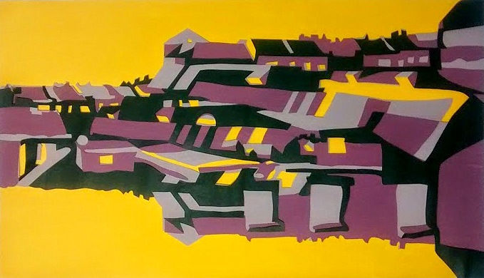 Painted emulsion paper layered cut-outs