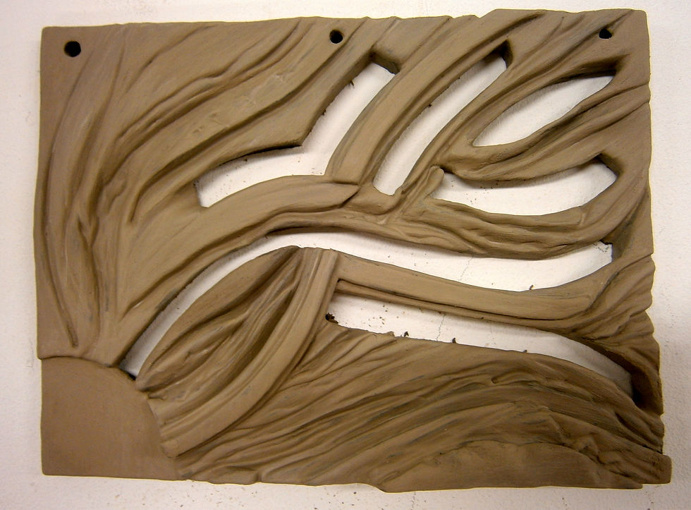 Wall hanging cermaic tile unfired