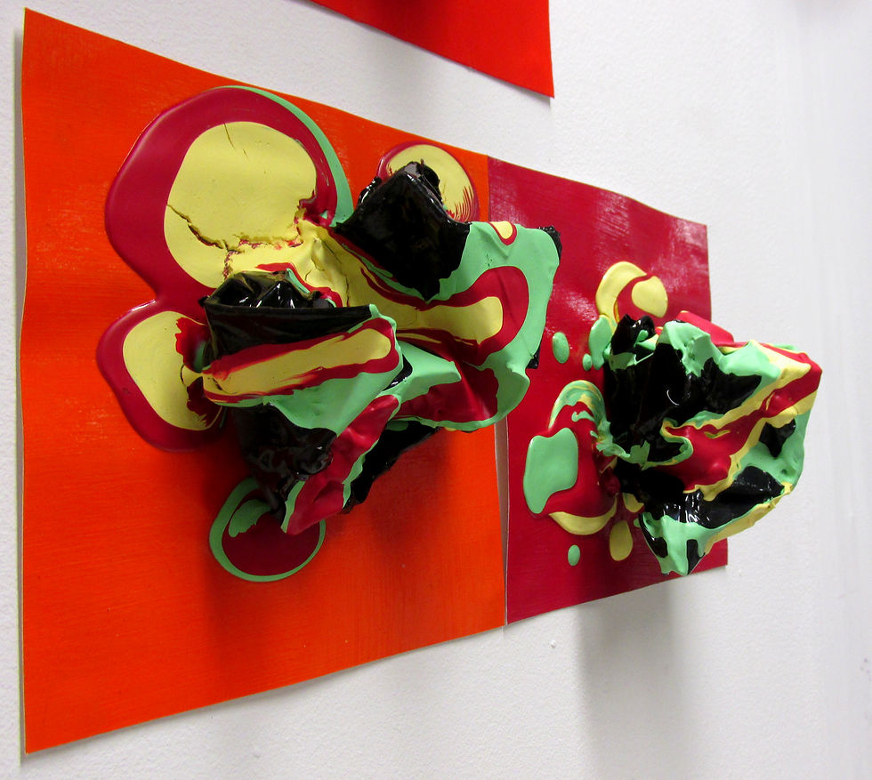 paper, vacuumed plastic, emulsion paint